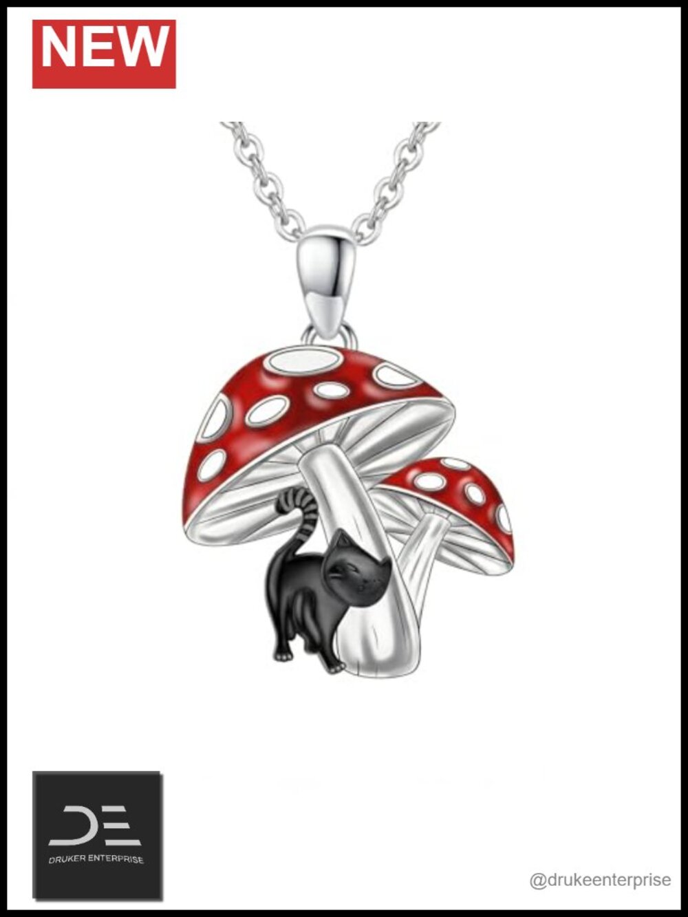 925 Sterling Silver Animal Pendant Necklace Black Cat Cottagecore Jewelry